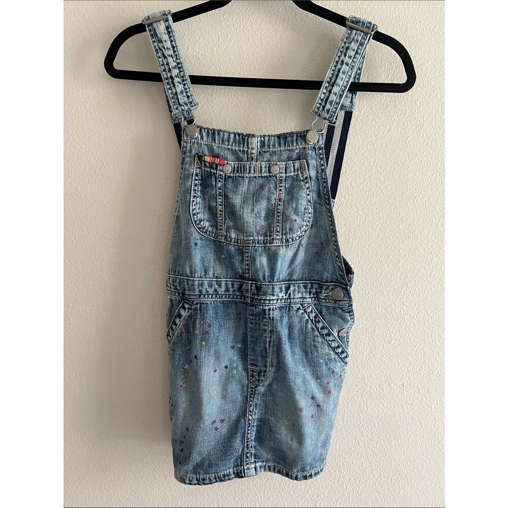 Polo Ralph Lauren Girls Size 8 Denim Overall Dress Paint SplatterY2KStyle Jumper
